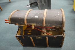 Dome Topped Canvas Trunk and Contents