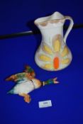 Small Beswick Flying Duck, and a Myott Vase