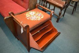 Edwardian Mahogany Piano Stool with Tapestry Cushion, and Music Sheet Storage