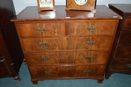 Victorian Walnut Veneered Bow Front Two over Three Chest