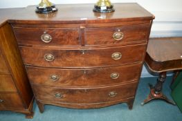 Victorian Walnut Veneered Bow Front Two over Three Chest