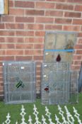 Eight Coloured Glass Leaded Window Panels