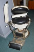 American White Enamel Barber’s Chair Manufactured by Theo A. Cochs (AF, requires restoration)