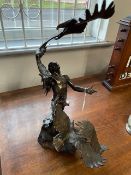 Bronze Figure of a Native American with Eagles