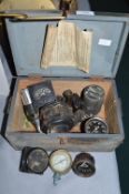Wooden Box Containing Gauges, Pumps, etc.