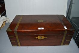 Large Victorian Walnut Brass Bound Writing Slope