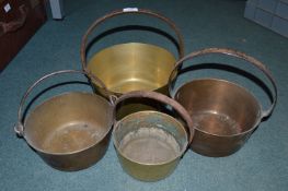 Four Victorian Brass Jam Pans