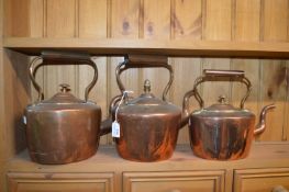Three Victorian Copper Kettles
