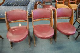 Three Gromm Style Vinyl Upholstered Oak Chairs