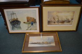 Three Hull Related Maritime Prints Including Two b