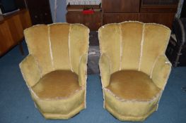 Pair of 1930’s Mustard Upholstered Tub Chairs