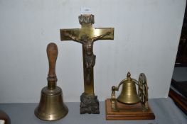 Two Brass Bells and a Brass Crucifix