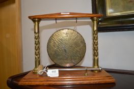 Brass Dinner Gong on Oak Stand