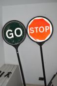 *Two Plastic Stop & Go Signs