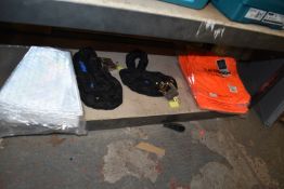 *Contents of Shelf to Include Two Chains & Padlocks, Road Cone Reflective Sleeve, and Work Trousers