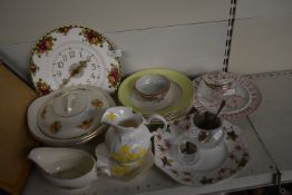 Assorted Pottery, Clock Plate, etc.