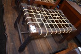 Wood Framed Stool with Leather Strings