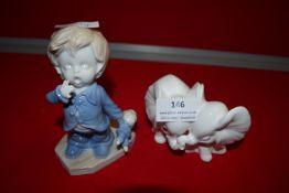 Baby Elephants Figure, and a Figure of a Boy with a Teddy