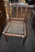 Wood Framed Side Chair with Leather Strings