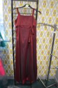 *Dark red satin prom dress