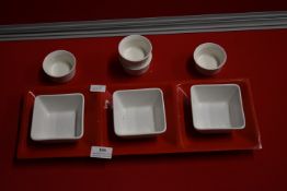 Serving Platter with Three Bowls, and Four Ramekins