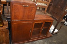 Drinks Cabinet with Two Glazed Doors, Dropdown, and Shelves