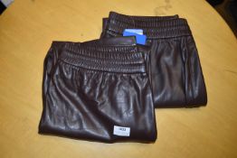 *Two Hilary Radley Size: L Brown Faux Leather Trousers