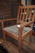 Wood Framed Carver Chair with Leather Strings