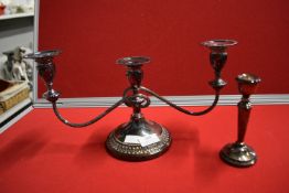 Three Branch Candelabra, and a Candlestick