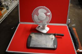 Desk Fan, and a Paper Guillotine