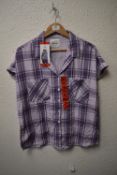 *Jachs Girlfriend Size: M Purple Washed Plaid Short Sleeve Top