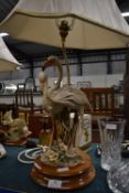 Decorative Florence Table Lamp with Two Pottery Figures on Base