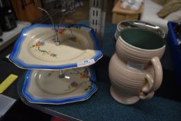 Soho Pottery Two Tier Cake Stand, and a Weatherby Falcon Ware Jug