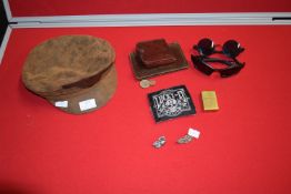Harley Davidson Suede Leather Cap, Badge, Zippo Lighter, etc.