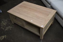 Lightwood Effect Coffee Table with Single Drawer 100x65x41cm