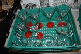 Five Babycham Glasses, and Six Cocktail Glasses