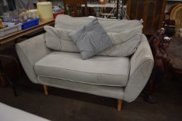 Two Seat Sette in Blue Grey Upholstery