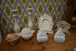 Pears Pottery Candlesticks, Photo Frame, and Pots, etc.