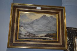 Oil on Board Snowy Mountain Scene Unsigned