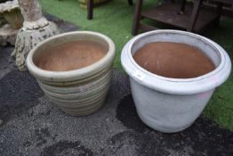 Two Glazed Terracotta Planters