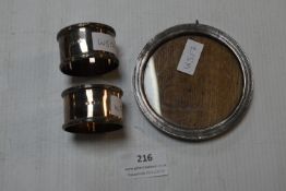 Two Hallmarked Sterling Silver Napkin Rings