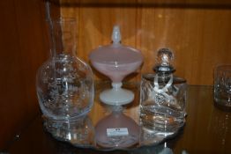 Decorative Glassware Including Mirrored Display Plate