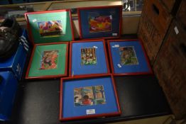 Seven Framed Hand Coloured Prints by Jerry White