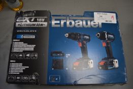 Erbauer Li-Ion Brushless Cordless Combi Drill and Driver Set