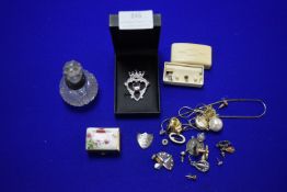 Costume Jewellery and Scent Bottle with Hallmarked Silver Collar
