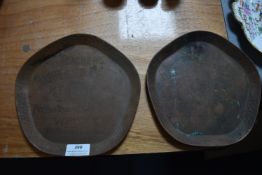Two Teacher’s Highland Cream Whisky Copper Advertising Trays