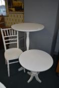 *White Painted Furniture Including Hall Table, Low Table, and a Stool