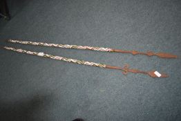 Pair of African Spears with Beaded Decoration (some faults)