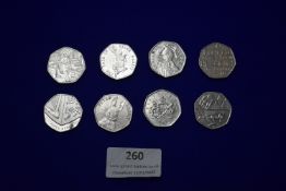 50p Coins Including Peter Rabbit, Paddington, etc.