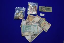 Assorted Foreign Banknotes and Coinage